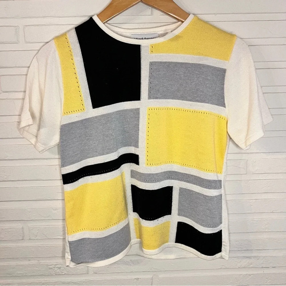 Alfred Dunner Colorblock Short Sleeve Grandma Sweater, Women’s Size Medium - Picture 1 of 5